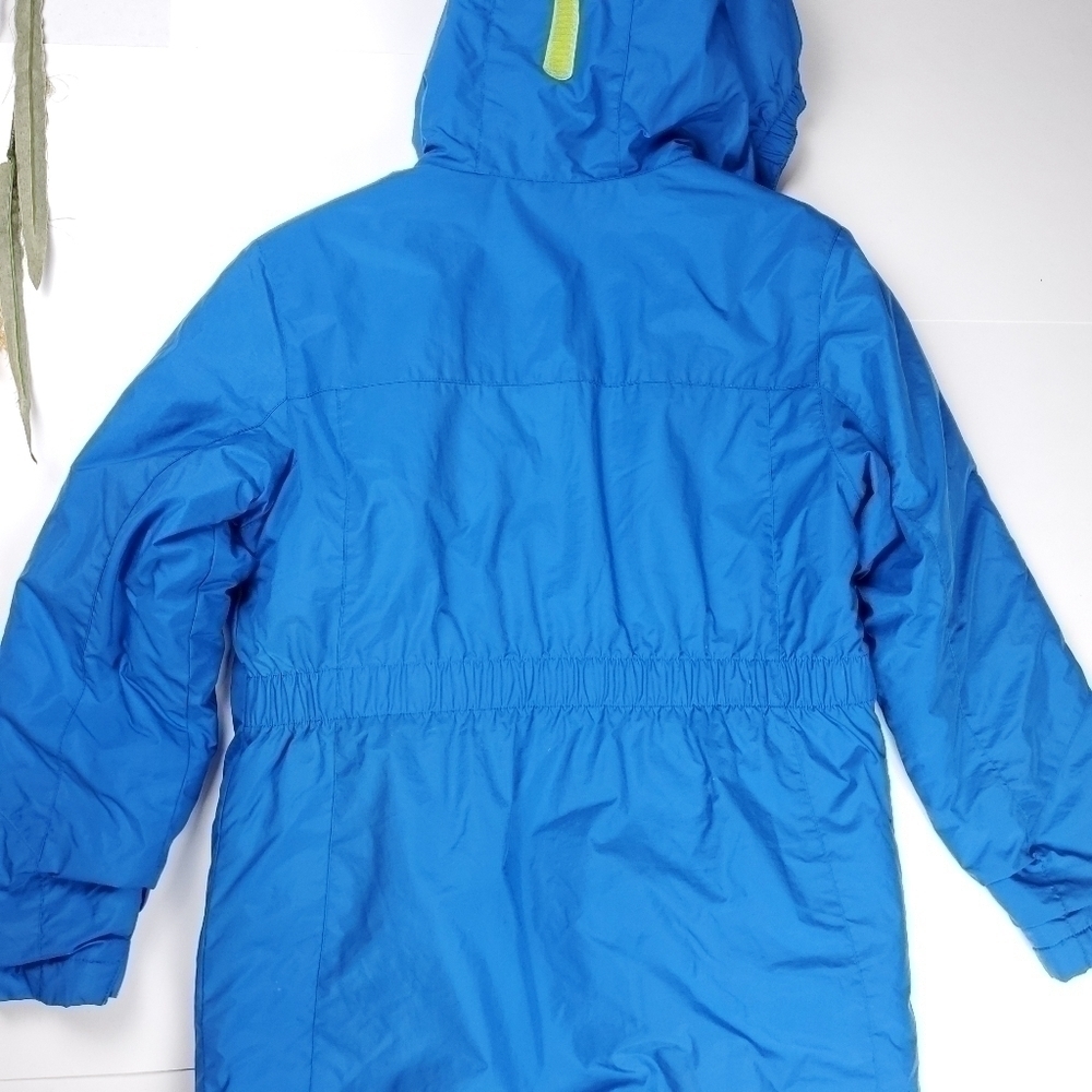 Lands' End Kids Grow A Longs Blue and Lime Puffer Coat Kids Medium 10-12 - Picture 4 of 13